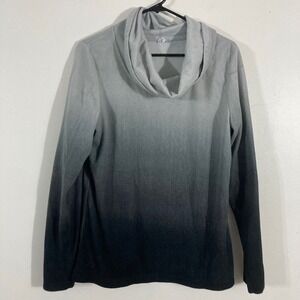Ideology Fleece Pullover Women L Grey Good Ombre Cowl Neck Long Sleeve Top